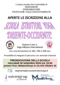 Iscrizioni aperte alla Scuola Istruttori Yoga “Oriente-Occidente”